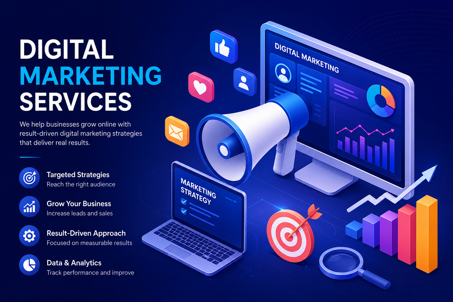 Digital Marketing Agency Services including SEO, PPC, Social Media Marketing, Website Development, Content Marketing and Lead Generation by Toor Media